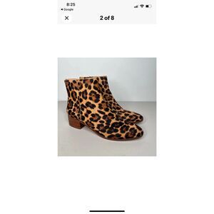 JCrew Zip Up Leopard Booties, 8.5